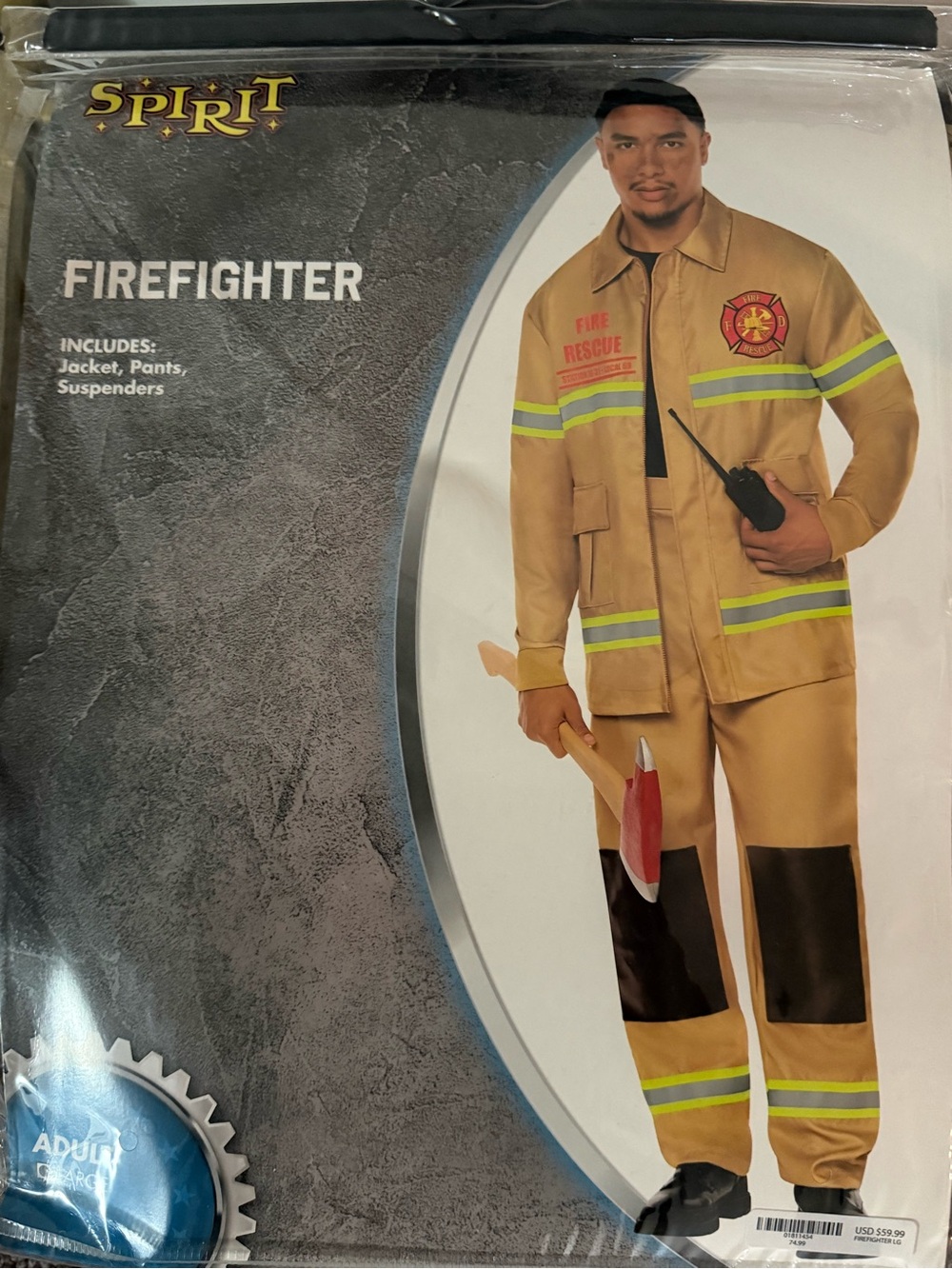 Spirit Halloween Firefighter Costume Adult Large NEW